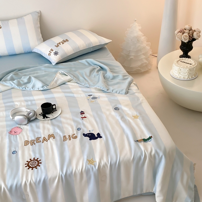 91家纺网 家纺一手货源 找家纺 星野 2025新款60s进口奥地利兰精天丝蚕丝夏被夏凉被空调被兰精天丝夏被系列 星辰大海