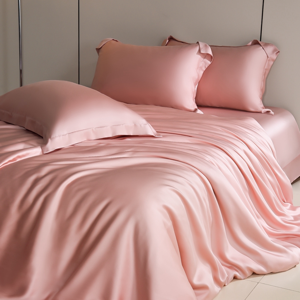 简爱家纺 2025亲肤舒适60s兰精天丝四件套【可授权】 珊瑚粉