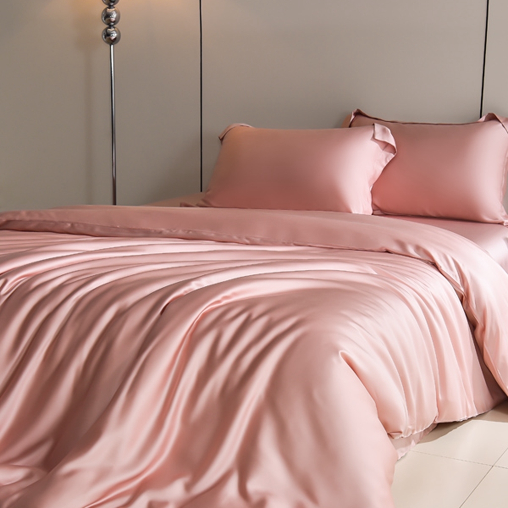 91家纺网 家纺一手货源 找家纺 简爱家纺 2025亲肤舒适60s兰精天丝四件套【可授权】 珊瑚粉