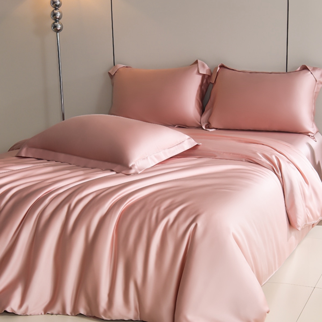 91家纺网 家纺一手货源 找家纺 简爱家纺 2025亲肤舒适60s兰精天丝四件套【可授权】 珊瑚粉