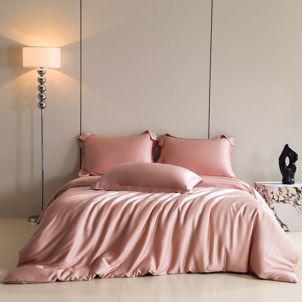 91家纺网 家纺一手货源 找家纺 简爱家纺 2025亲肤舒适60s兰精天丝四件套【可授权】 珊瑚粉