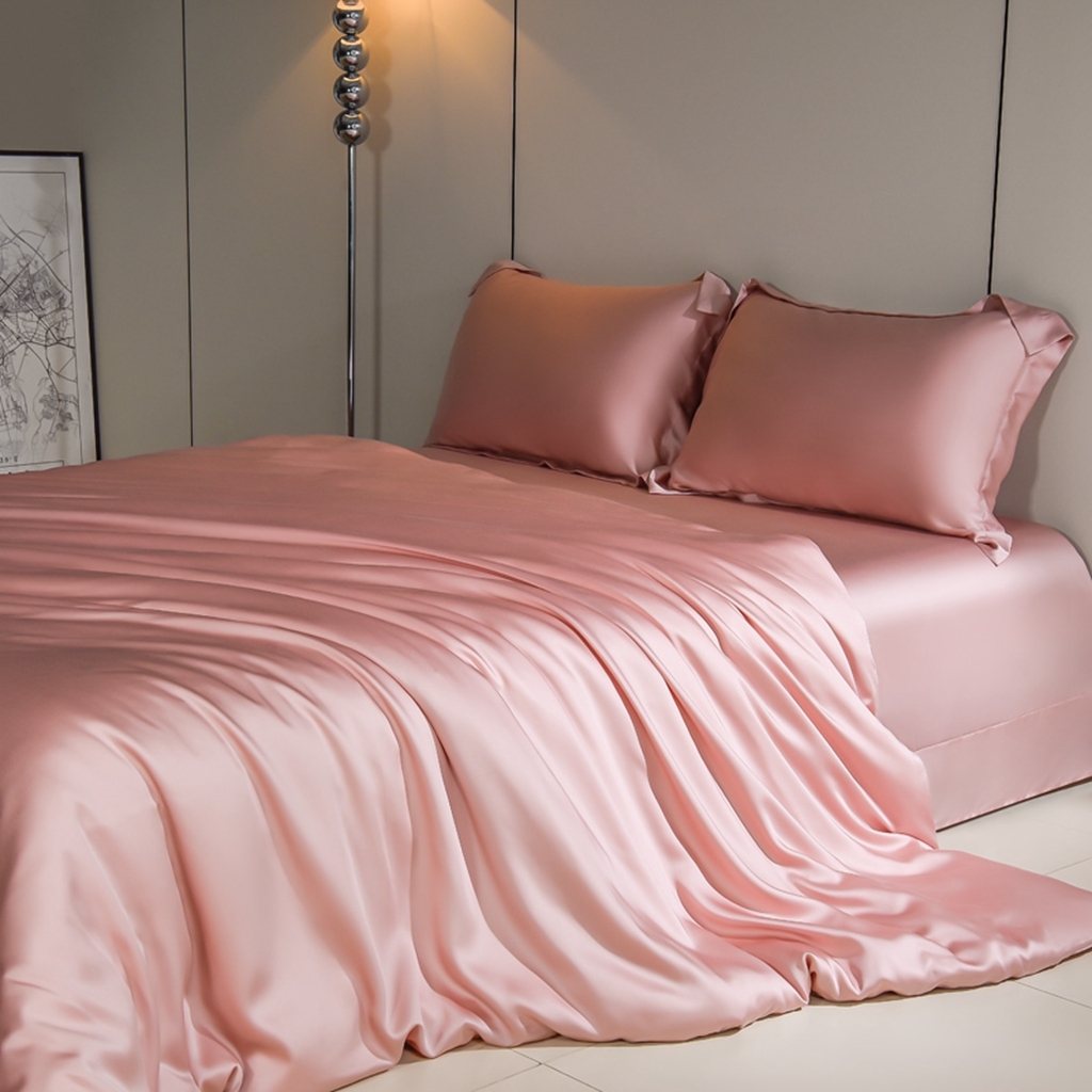 91家纺网 家纺一手货源 找家纺 简爱家纺 2025亲肤舒适60s兰精天丝四件套【可授权】 珊瑚粉