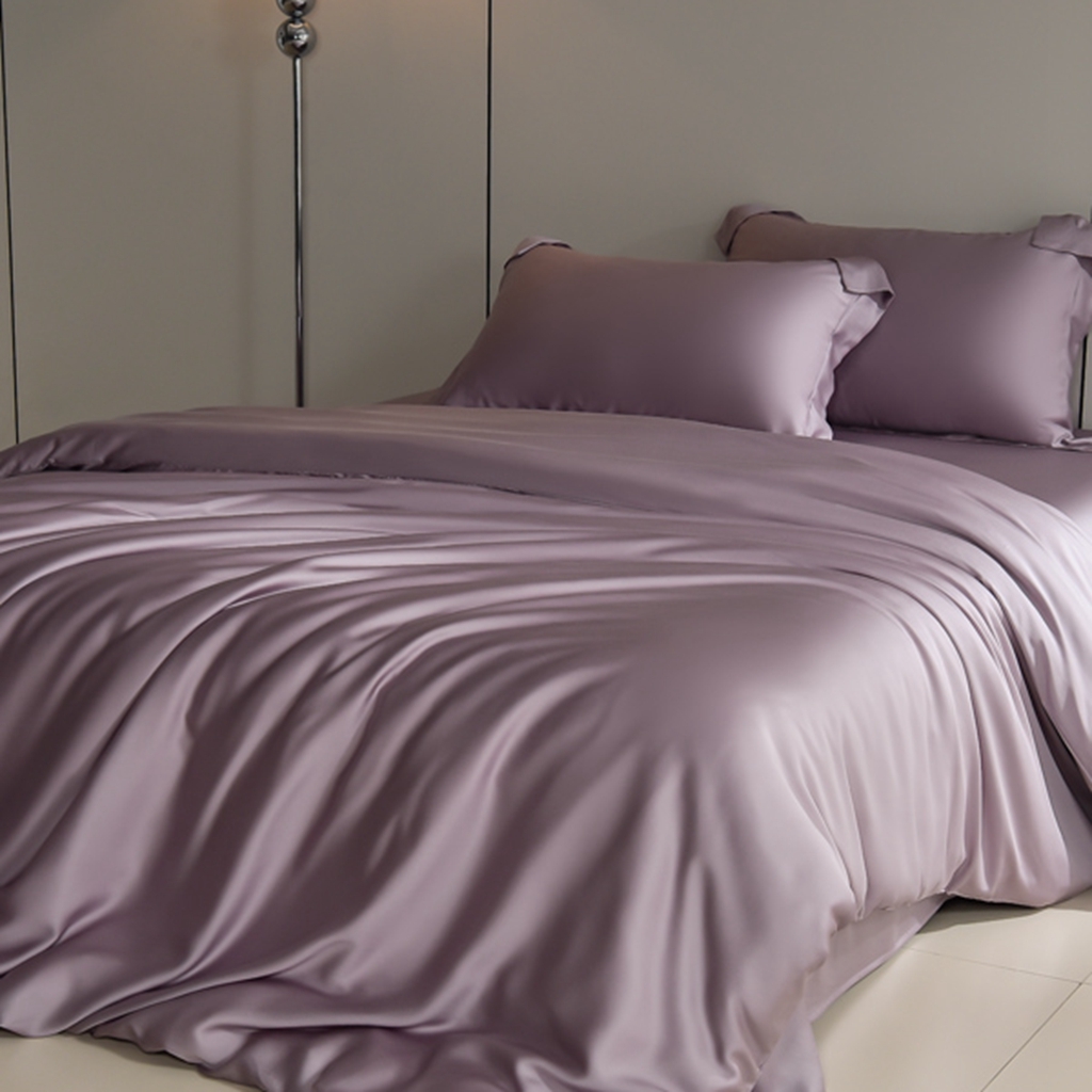 91家纺网 家纺一手货源 找家纺 简爱家纺 2026亲肤舒适60s兰精天丝四件套【可授权】 雾紫