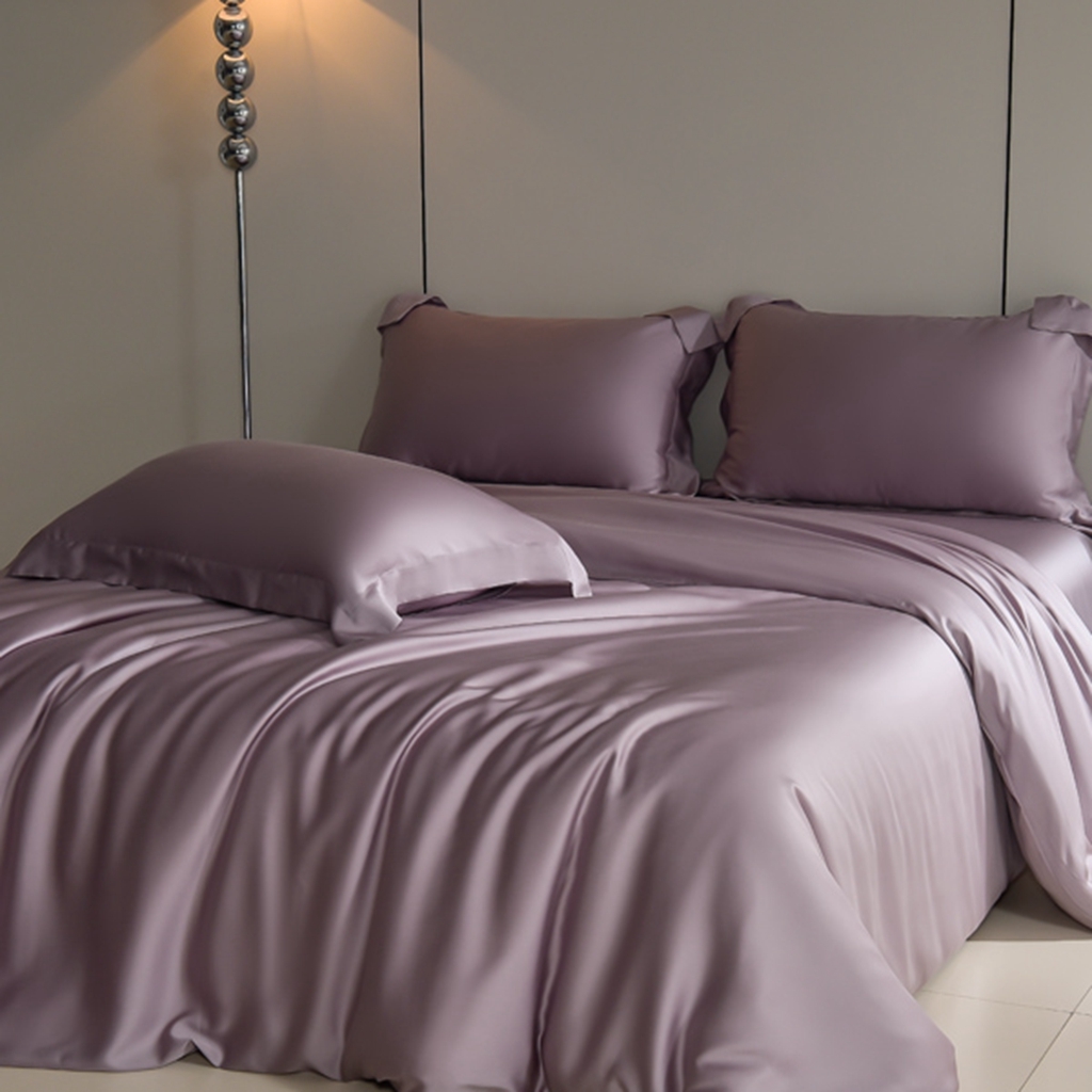 91家纺网 家纺一手货源 找家纺 简爱家纺 2026亲肤舒适60s兰精天丝四件套【可授权】 雾紫