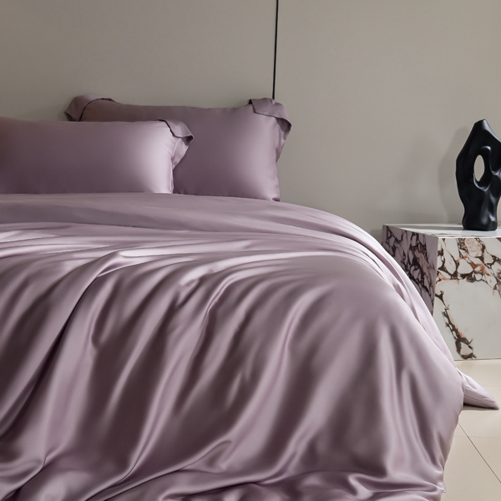 91家纺网 家纺一手货源 找家纺 简爱家纺 2026亲肤舒适60s兰精天丝四件套【可授权】 雾紫