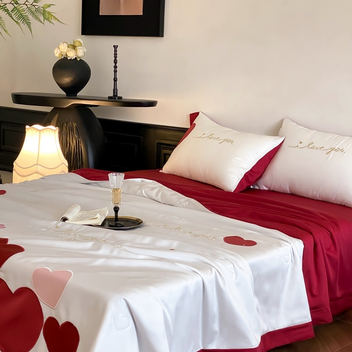 91家纺网 家纺一手货源 找家纺 星野 2025新款60s进口奥地利兰精天丝蚕丝夏被夏凉被空调被兰精天丝夏被系列 因为爱情