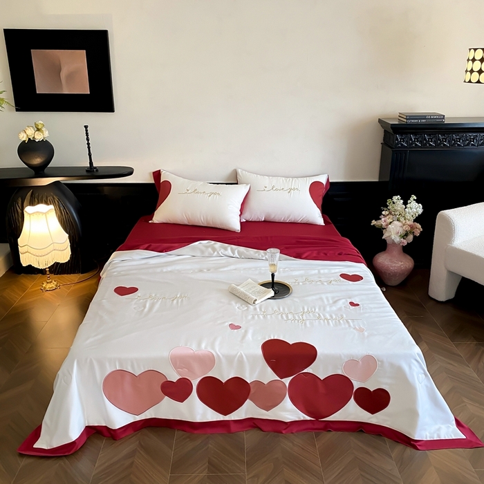 91家纺网 家纺一手货源 找家纺 星野 2025新款60s进口奥地利兰精天丝蚕丝夏被夏凉被空调被兰精天丝夏被系列 因为爱情