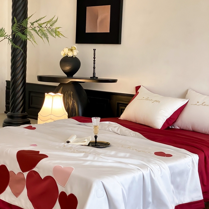 91家纺网 家纺一手货源 找家纺 星野 2025新款60s进口奥地利兰精天丝蚕丝夏被夏凉被空调被兰精天丝夏被系列 因为爱情