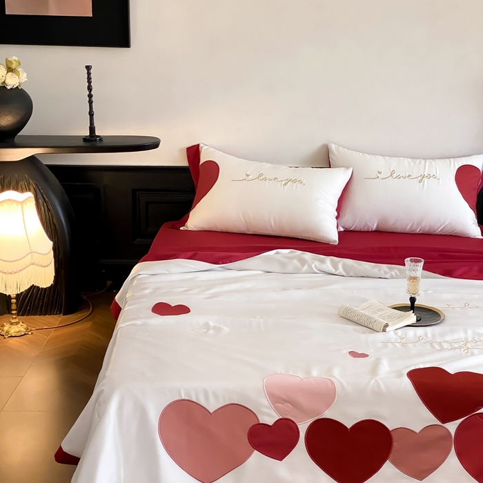 91家纺网 家纺一手货源 找家纺 星野 2025新款60s进口奥地利兰精天丝蚕丝夏被夏凉被空调被兰精天丝夏被系列 因为爱情