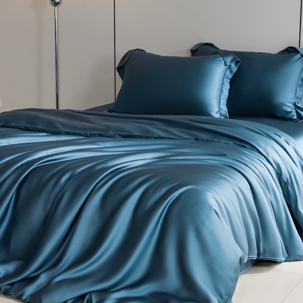 91家纺网 家纺一手货源 找家纺 简爱家纺 2025亲肤舒适60s兰精天丝四件套【可授权】 燕领蓝