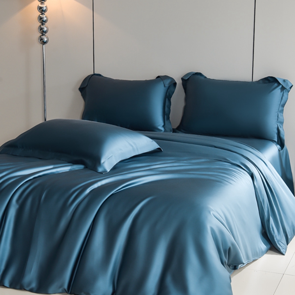 91家纺网 家纺一手货源 找家纺 简爱家纺 2025亲肤舒适60s兰精天丝四件套【可授权】 燕领蓝