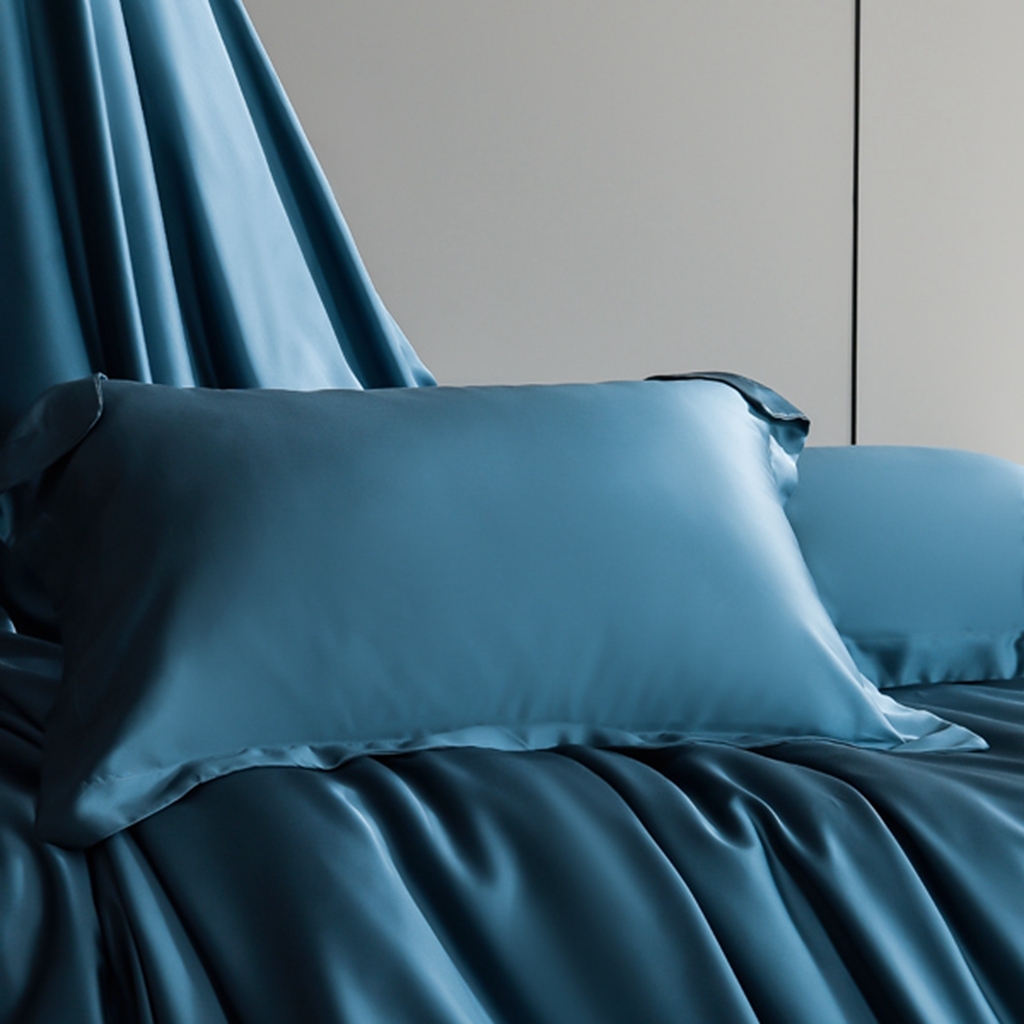 91家纺网 家纺一手货源 找家纺 简爱家纺 2025亲肤舒适60s兰精天丝四件套【可授权】 燕领蓝