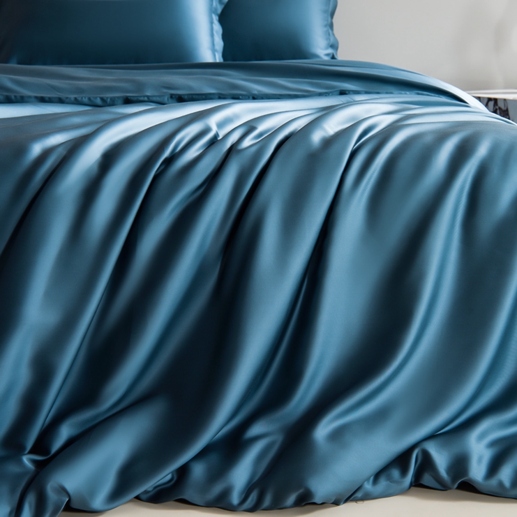 91家纺网 家纺一手货源 找家纺 简爱家纺 2025亲肤舒适60s兰精天丝四件套【可授权】 燕领蓝