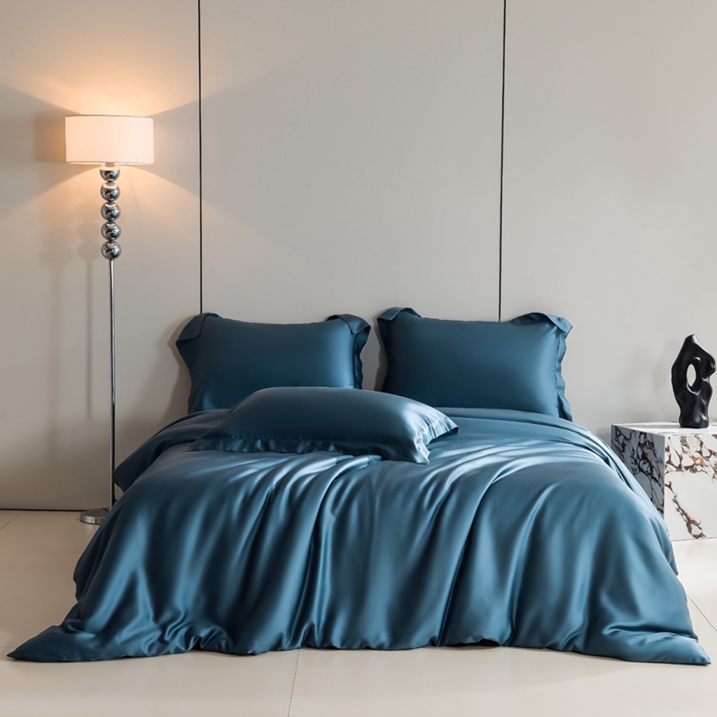 91家纺网 家纺一手货源 找家纺 简爱家纺 2025亲肤舒适60s兰精天丝四件套【可授权】 燕领蓝