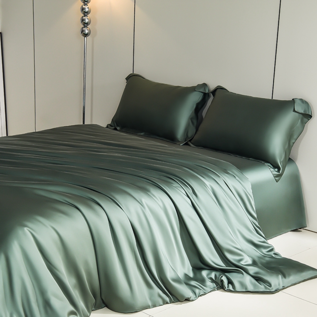 91家纺网 家纺一手货源 找家纺 简爱家纺 2025亲肤舒适60s兰精天丝四件套【可授权】 油绿