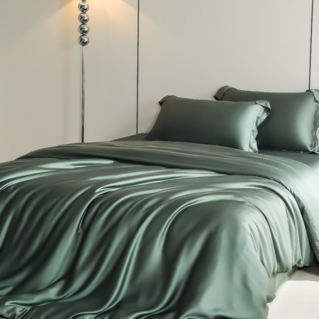 91家纺网 家纺一手货源 找家纺 简爱家纺 2025亲肤舒适60s兰精天丝四件套【可授权】 油绿