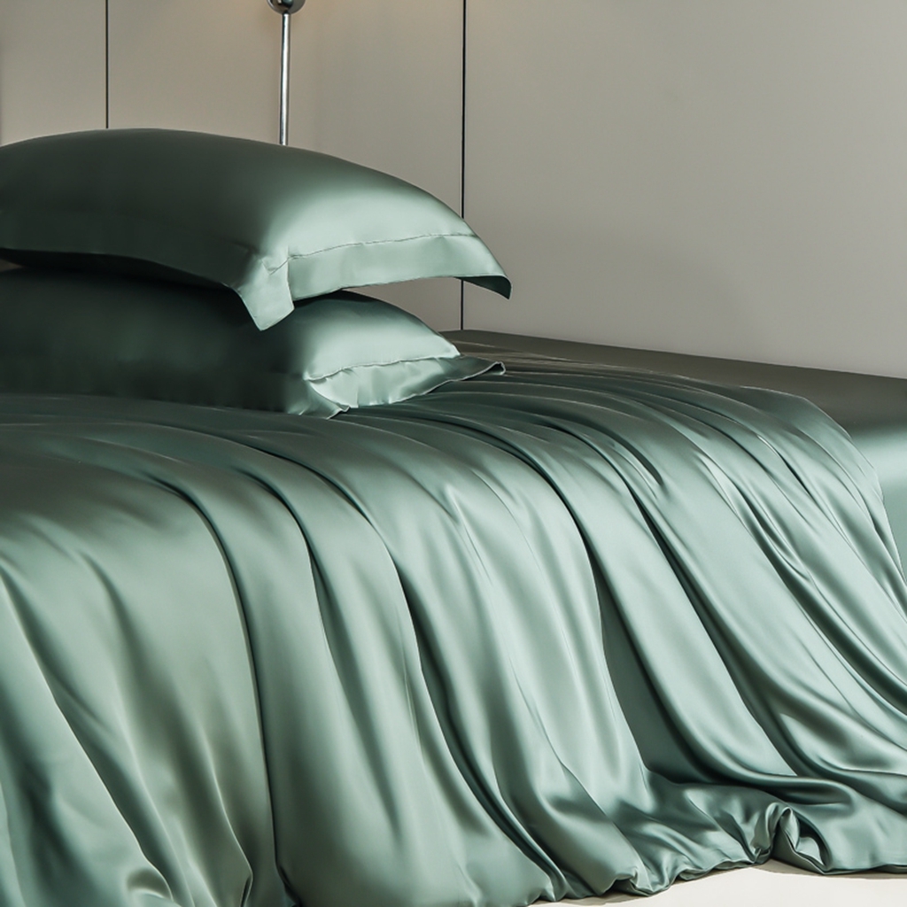 91家纺网 家纺一手货源 找家纺 简爱家纺 2025亲肤舒适60s兰精天丝四件套【可授权】 油绿