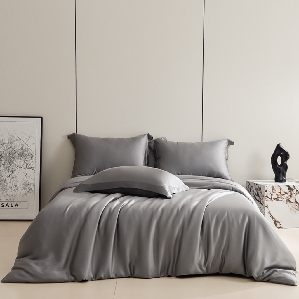 91家纺网 家纺一手货源 找家纺 简爱家纺 2025亲肤舒适60s兰精天丝四件套【可授权】 中灰色