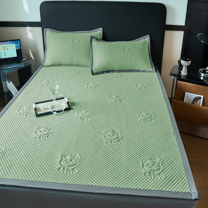 91家纺网 家纺一手货源 找家纺 金盛皇朝家纺 2025新款冰丝凉感凉豆豆凉席席子凉席-床席款 雅宝绿