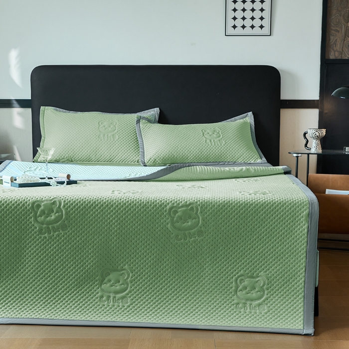 91家纺网 家纺一手货源 找家纺 金盛皇朝家纺 2025新款冰丝凉感凉豆豆凉席席子凉席-床席款 雅宝绿