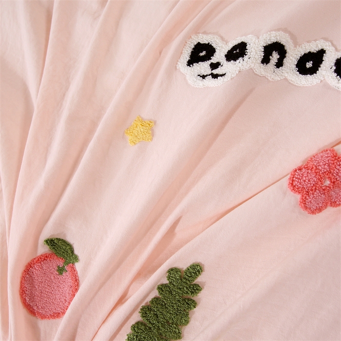 91家纺网 家纺一手货源 找家纺 优米家纺 2025新款A类水洗棉毛巾绣四件套-熊猫 熊猫-柔情玉