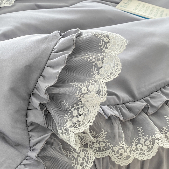 91家纺网 家纺一手货源 找家纺 （总）乐卧家居 2025新款静奢老钱风精致蕾丝时尚花边繁花-典雅版系列四件套