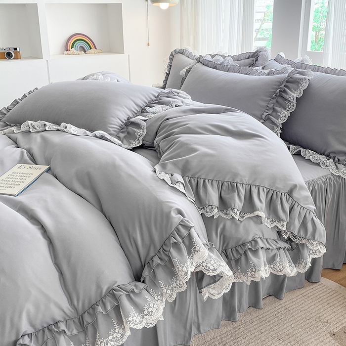 91家纺网 家纺一手货源 找家纺 （总）乐卧家居 2025新款静奢老钱风精致蕾丝时尚花边繁花-典雅版系列四件套