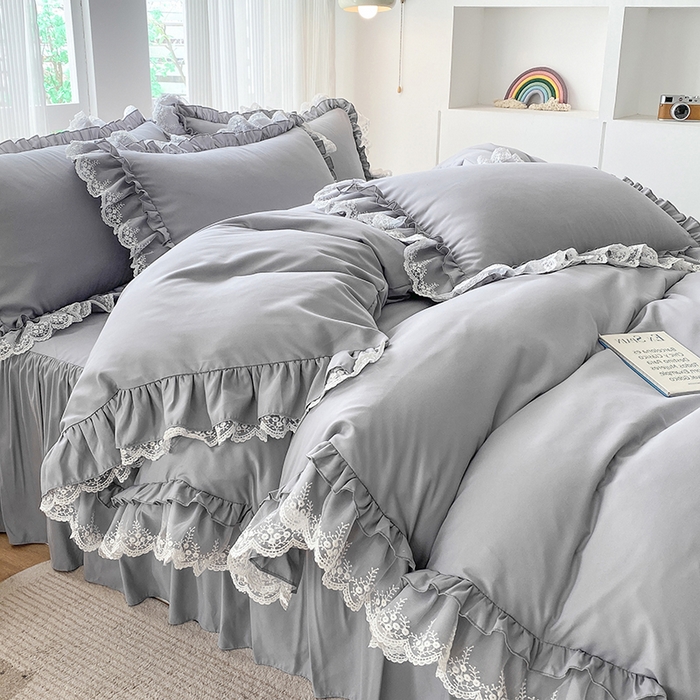 91家纺网 家纺一手货源 找家纺 （总）乐卧家居 2025新款静奢老钱风精致蕾丝时尚花边繁花-典雅版系列四件套