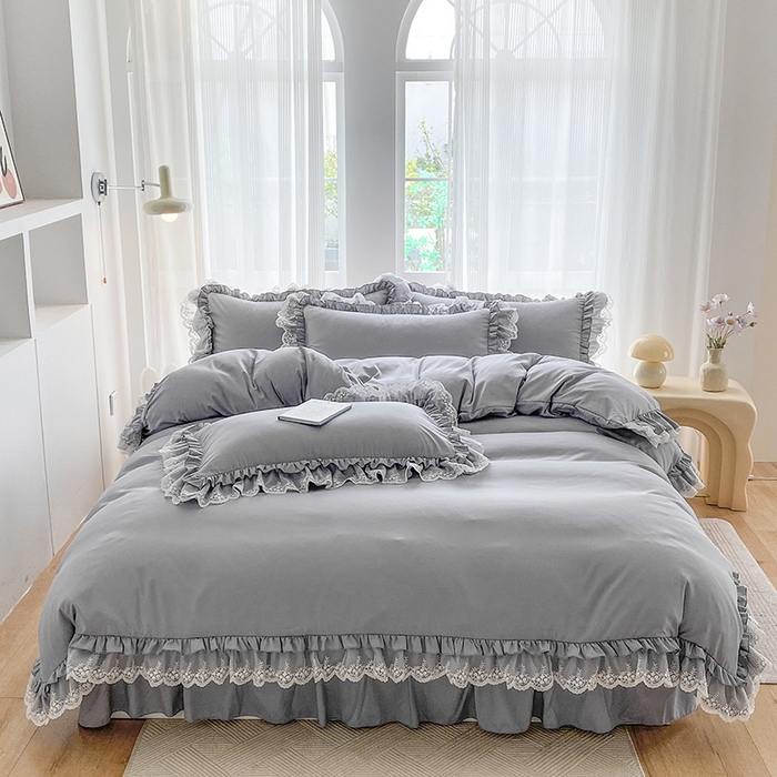 91家纺网 家纺一手货源 找家纺 （总）乐卧家居 2025新款静奢老钱风精致蕾丝时尚花边繁花-典雅版系列四件套