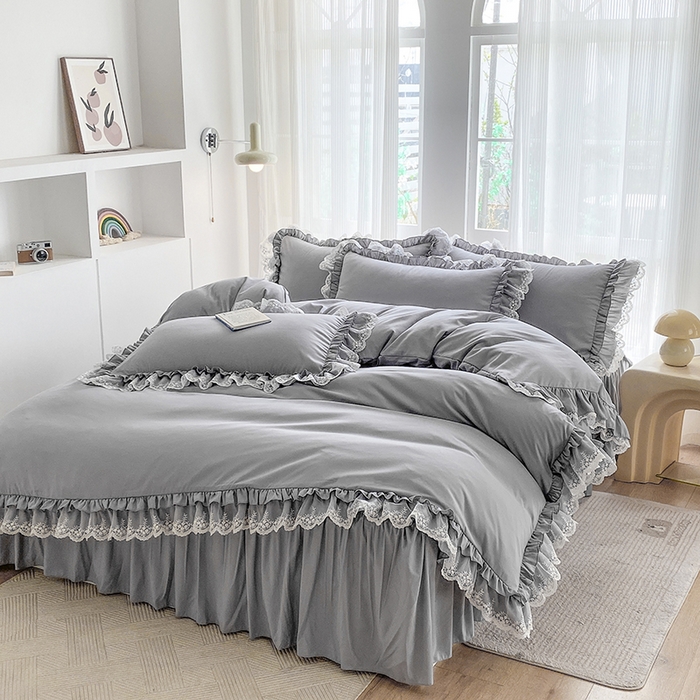 91家纺网 家纺一手货源 找家纺 （总）乐卧家居 2025新款静奢老钱风精致蕾丝时尚花边繁花-典雅版系列四件套