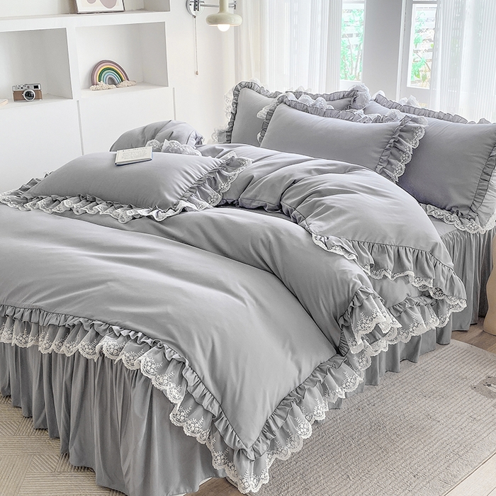 91家纺网 家纺一手货源 找家纺 （总）乐卧家居 2025新款静奢老钱风精致蕾丝时尚花边繁花-典雅版系列四件套