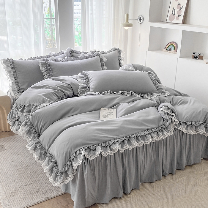 91家纺网 家纺一手货源 找家纺 （总）乐卧家居 2025新款静奢老钱风精致蕾丝时尚花边繁花-典雅版系列四件套