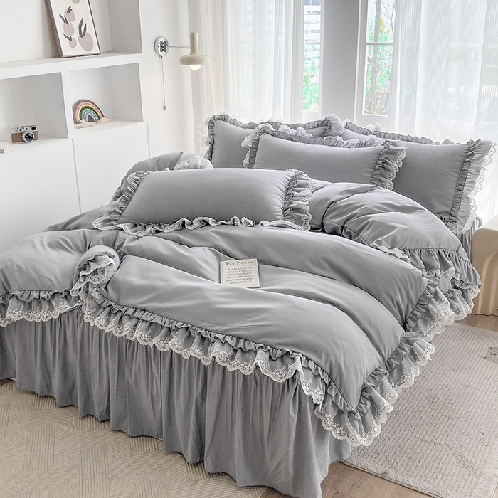 91家纺网 家纺一手货源 找家纺 （总）乐卧家居 2025新款静奢老钱风精致蕾丝时尚花边繁花-典雅版系列四件套