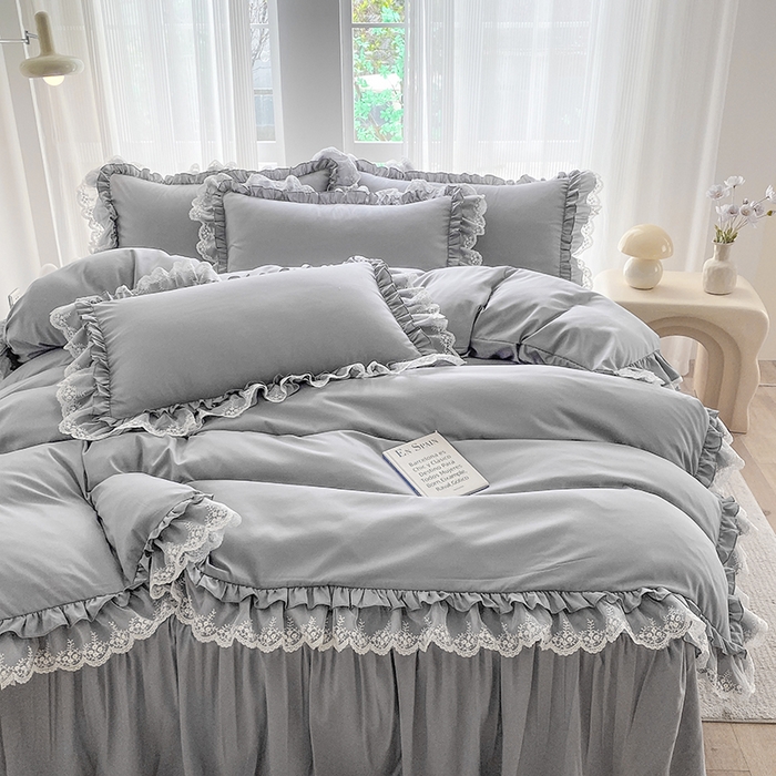 91家纺网 家纺一手货源 找家纺 （总）乐卧家居 2025新款静奢老钱风精致蕾丝时尚花边繁花-典雅版系列四件套