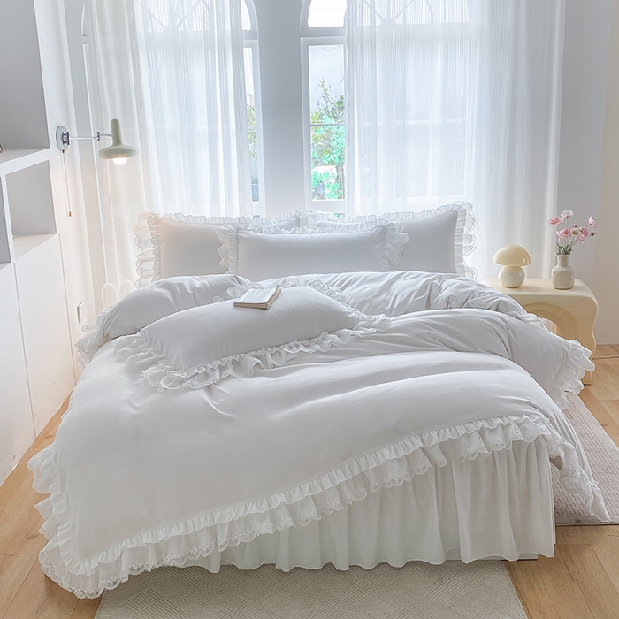 91家纺网 家纺一手货源 找家纺 （总）乐卧家居 2025新款静奢老钱风精致蕾丝时尚花边繁花-典雅版系列四件套