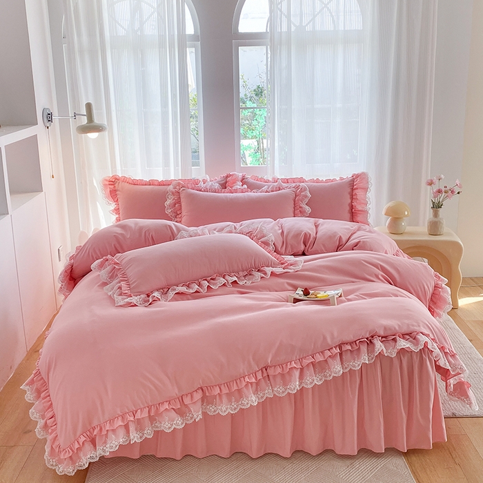 91家纺网 家纺一手货源 找家纺 （总）乐卧家居 2025新款静奢老钱风精致蕾丝时尚花边繁花-典雅版系列四件套