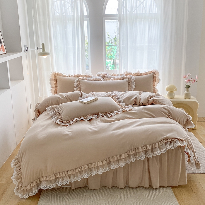 91家纺网 家纺一手货源 找家纺 （总）乐卧家居 2025新款静奢老钱风精致蕾丝时尚花边繁花-典雅版系列四件套