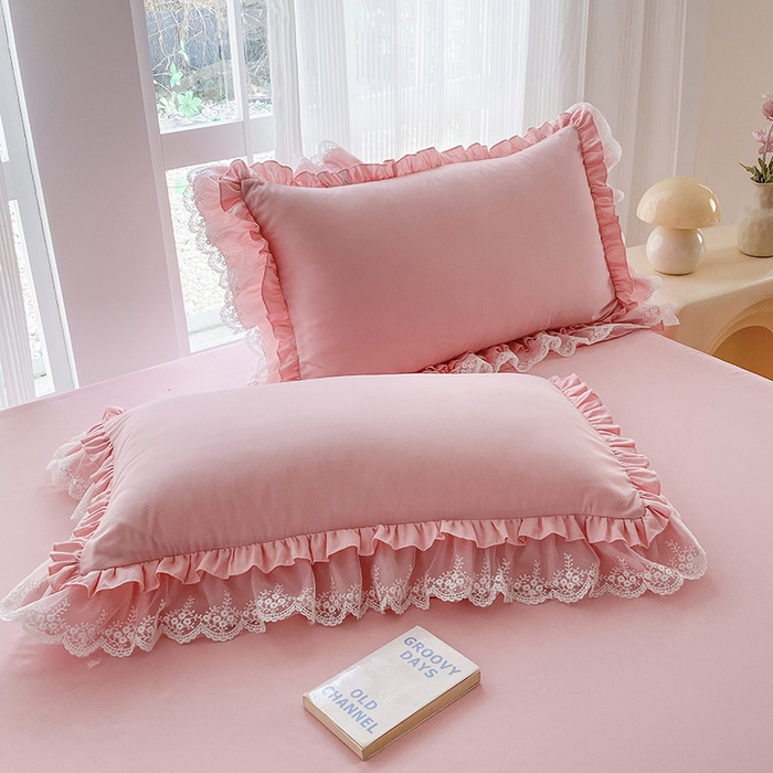 91家纺网 家纺一手货源 找家纺 乐卧家居 2026新款静奢老钱风精致蕾丝时尚花边繁花-典雅版系列四件套 繁花-典雅版粉色