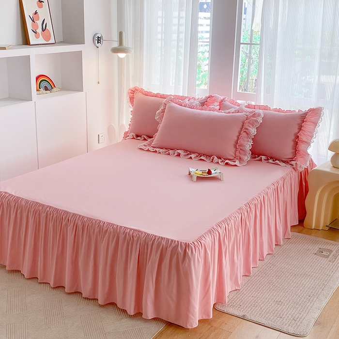 91家纺网 家纺一手货源 找家纺 乐卧家居 2026新款静奢老钱风精致蕾丝时尚花边繁花-典雅版系列四件套 繁花-典雅版粉色