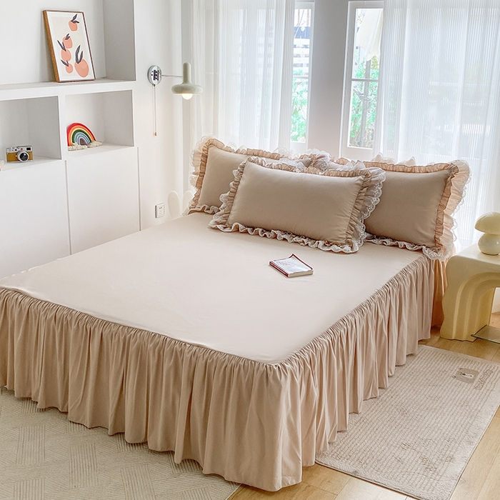 91家纺网 家纺一手货源 找家纺 乐卧家居 2026新款静奢老钱风精致蕾丝时尚花边繁花-典雅版系列四件套 繁花-典雅版咖色