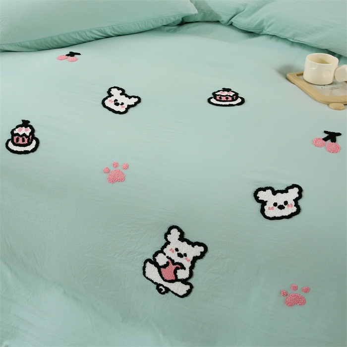 91家纺网 家纺一手货源 找家纺 （总）优米家纺 2025新款A类水洗棉毛巾绣四件套-可爱小狗