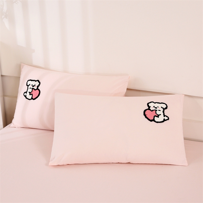 91家纺网 家纺一手货源 找家纺 优米家纺 2025新款A类水洗棉毛巾绣四件套-可爱小狗 可爱小狗-柔情玉