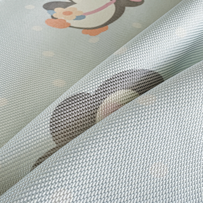 91家纺网 家纺一手货源 找家纺 柒月家居 2025新款小清新印花冰藤系列凉席席子-床笠款 呆萌企鹅