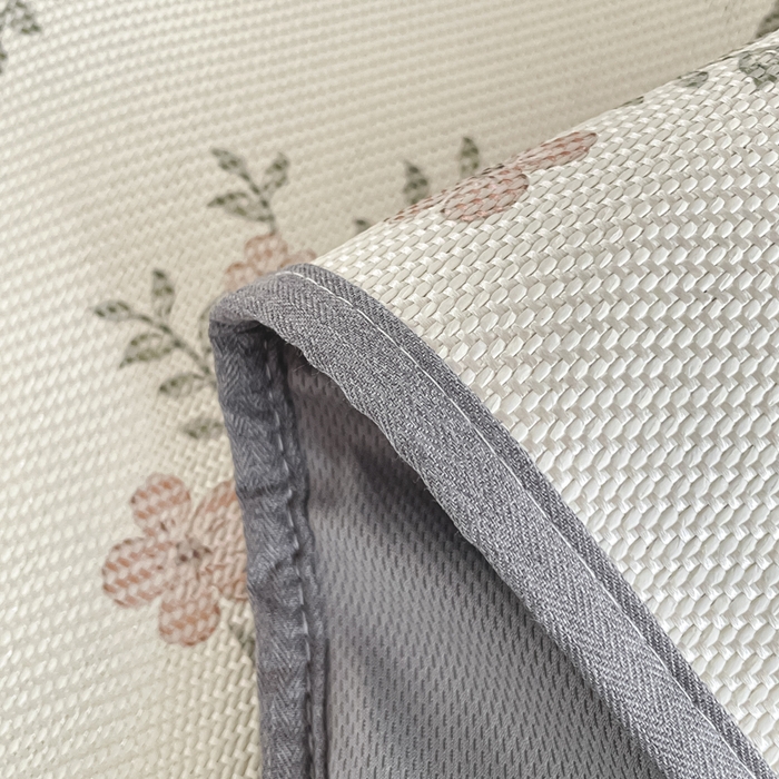 91家纺网 家纺一手货源 找家纺 柒月家居 2025新款小清新印花冰藤系列凉席席子-床笠款 花蔓