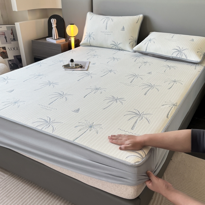 91家纺网 家纺一手货源 找家纺 （总）子曰 2025春夏新款A类中分子430gPE聚乙烯乙纶凉豆豆凉席-床笠款