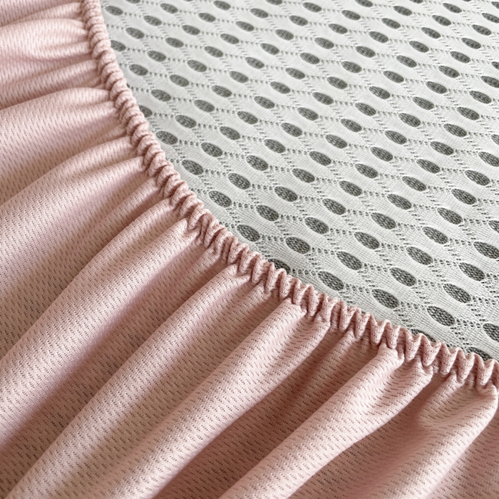 91家纺网 家纺一手货源 找家纺 柒月家居 2025新款小清新印花冰藤系列凉席席子-床笠款 花间-粉