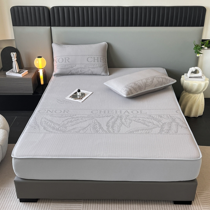 91家纺网 家纺一手货源 找家纺 子曰 2025春夏新款A类中分子430gPE聚乙烯乙纶凉豆豆凉席-床笠款 英伦-灰