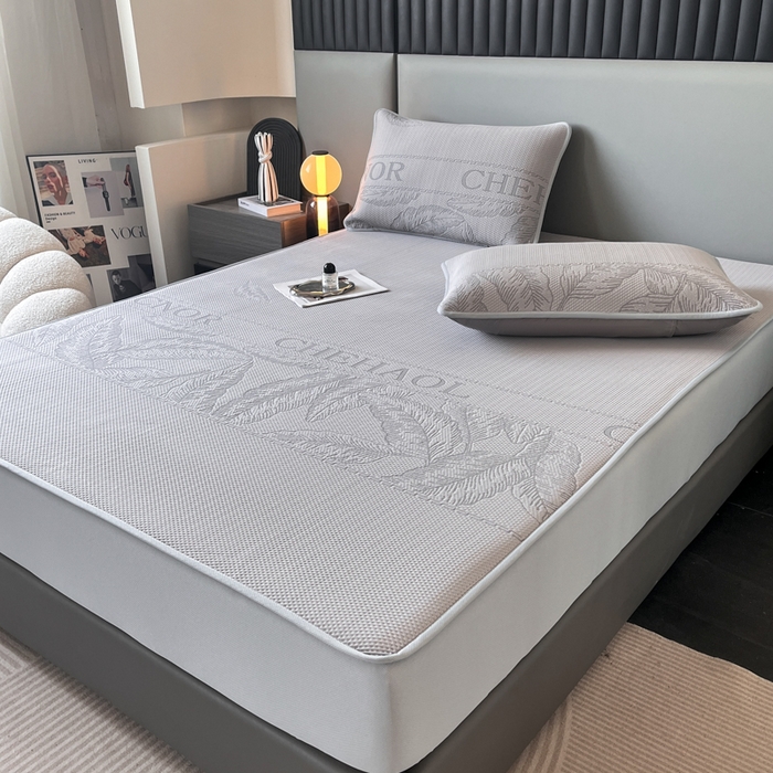 91家纺网 家纺一手货源 找家纺 子曰 2025春夏新款A类中分子430gPE聚乙烯乙纶凉豆豆凉席-床笠款 英伦-灰