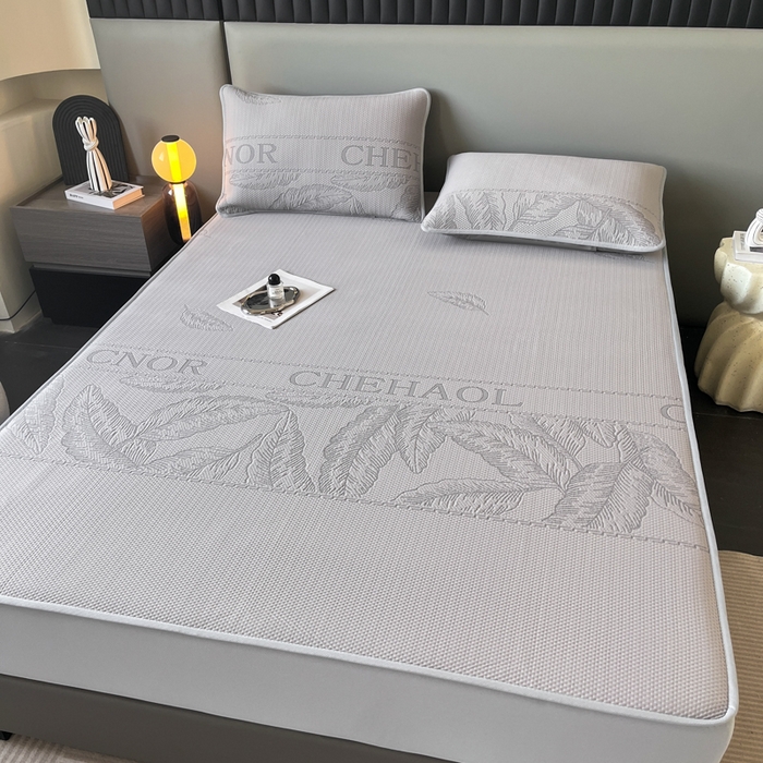 91家纺网 家纺一手货源 找家纺 子曰 2025春夏新款A类中分子430gPE聚乙烯乙纶凉豆豆凉席-床笠款 英伦-灰