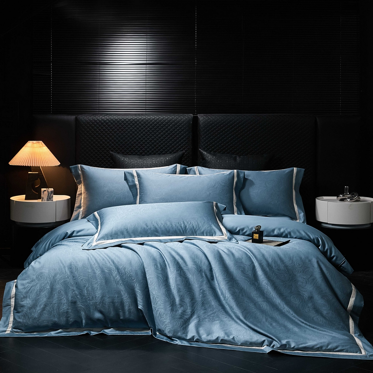 91家纺网 家纺一手货源 找家纺 安莱生活 2025年新品50银丝星晴提花系列四件套 星空